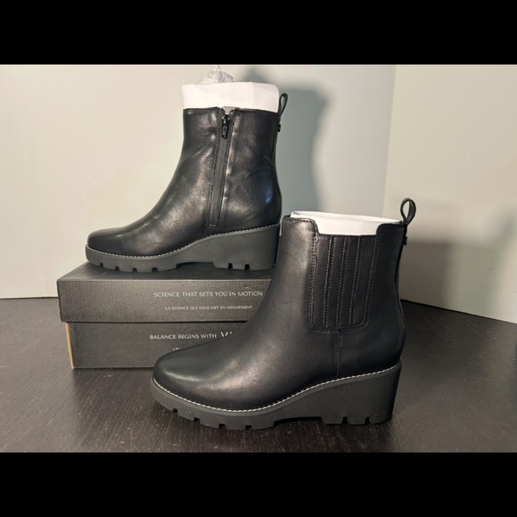 Vionic Aria Water Repellent Leather Platform Wedge Boots Black Womans 8M - Picture 5 of 16